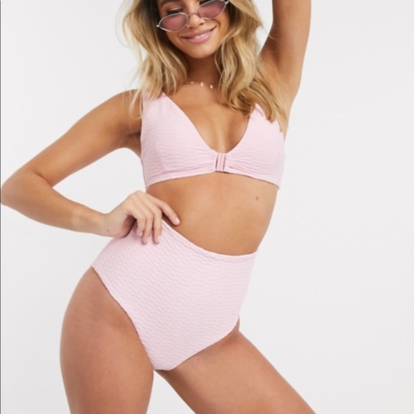 ASOS Other - ASOS pink high waisted pattern swim bottoms